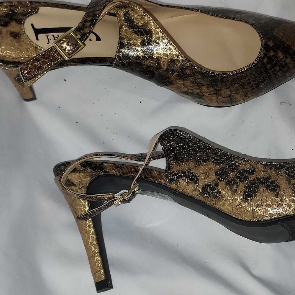 No Brand Sling-back imitation snakeskin pumps